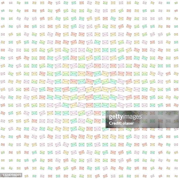 envelopes in matrix pattern illustration, pastel colors. some small rotation. - email background pattern stock illustrations