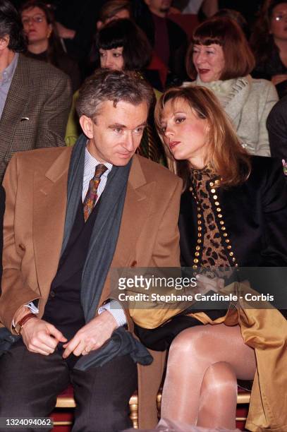 Bernard Arnault and wife Hélène Mercier-Arnault attend the Christian Lacroix Haute Couture Spring/Summer 1996 show as part of Paris Fashion Week on...