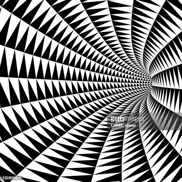 tunnel made of triangles turning. - vanishing point stock illustrations