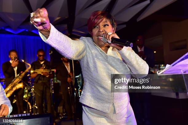 Shirley Caesar speaks at the Black American Music Association and Georgia Entertainment Caucus Inaugural Induction Ceremony for Black Music And...