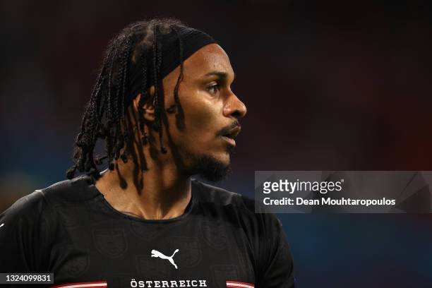 Valentino Lazaro of Austria looks on during the UEFA Euro 2020 Championship Group C match between the Netherlands and Austria at Johan Cruijff Arena...