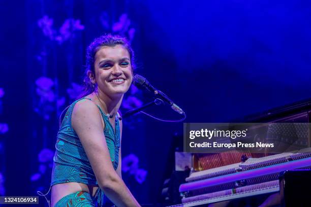 Singer Amaia Romero, performs at Las Noches del Botanico, on June 17, 2021 in Madrid, Spain. The festival returns to the Botanical Garden for its...