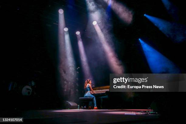 Singer Amaia Romero, performs at Las Noches del Botanico, on June 17, 2021 in Madrid, Spain. The festival returns to the Botanical Garden for its...