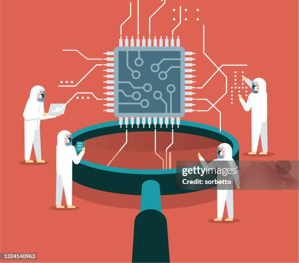 stockillustraties, clipart, cartoons en iconen met manufacturing process - semiconductor