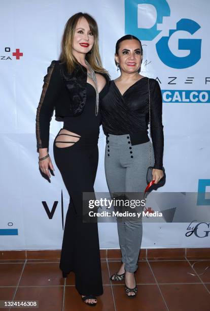Gabriela Spanic and Lorena de la Garza pose for photo during the inauguration of DG Clinic Iztacalco on June 17, 2021 in Mexico City, Mexico.