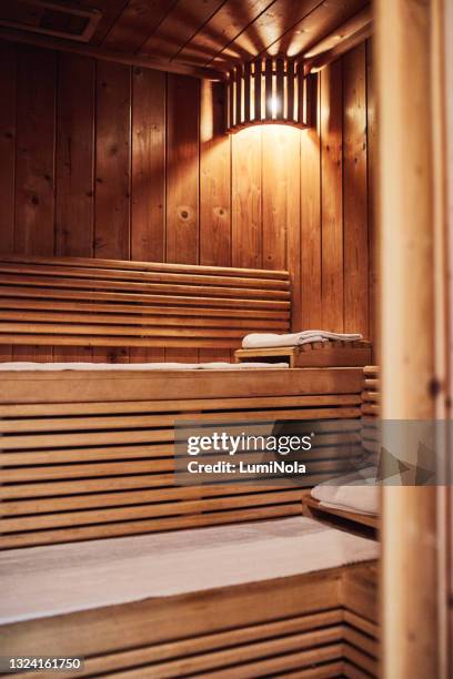 shot of a sauna at a resort - sauna stockfoto's en -beelden