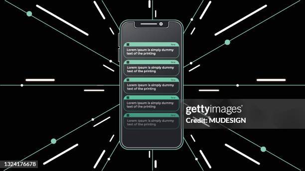 viele benachrichtigungen im mobiltelefon. abstraktes mobiltelefon - benachrichtigungssymbol stock-grafiken, -clipart, -cartoons und -symbole