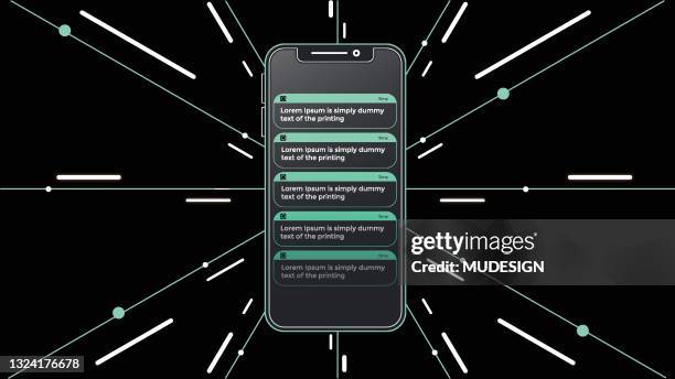 many notifications in the mobile phone. abstract mobile phone - text message screen stock illustrations