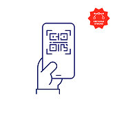 Digital Vaccine Passport on Mobile Phone Screen Line Icon with Editable Stroke