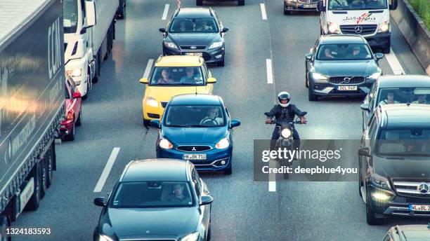 traffic jam on the german highway - overtaking stock pictures, royalty-free photos & images