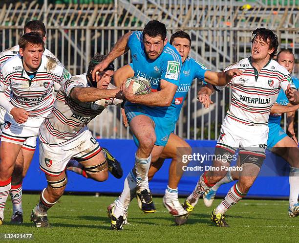 Andrea Masi of Aironi in action during the Heineken Cup Pool 4 match between Aironi Rugby and Leicester Tigers at Stadio Brianteo on November 12,...