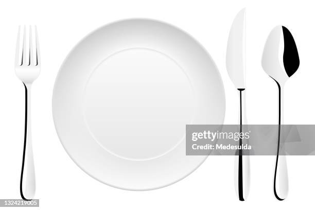stockillustraties, clipart, cartoons en iconen met plate - bestek