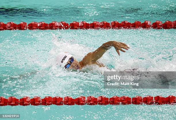 Zheng Wen Quah of Singapore competes in the Men's 400m Individual Medley Final on day two of the 2011 Southeast Asian Games at Jakabaring Sports...