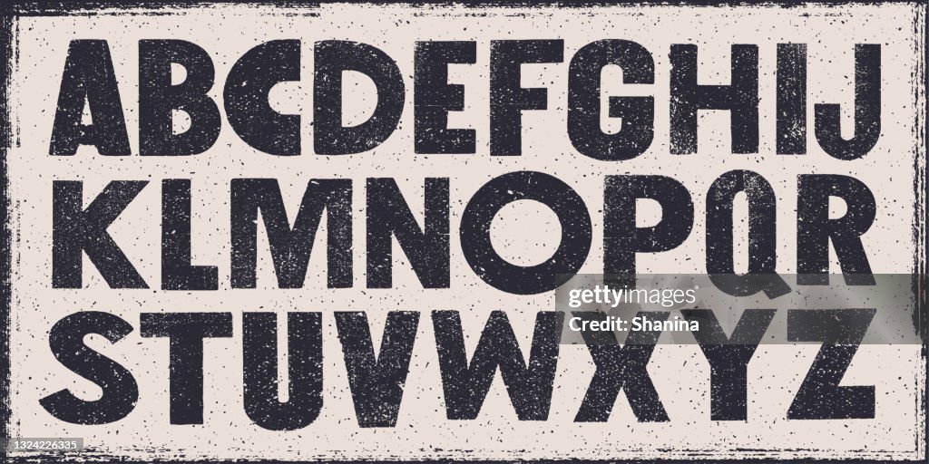 Altes fettes verschwendetes Alphabet - v1