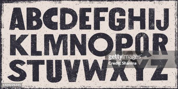 stockillustraties, clipart, cartoons en iconen met old bold wasted alphabet - v1 - lettertype