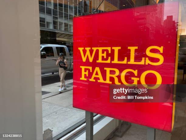 Bill Tompkins/Getty Images Wells Fargo signage on May 5th, 2021 in New York City.