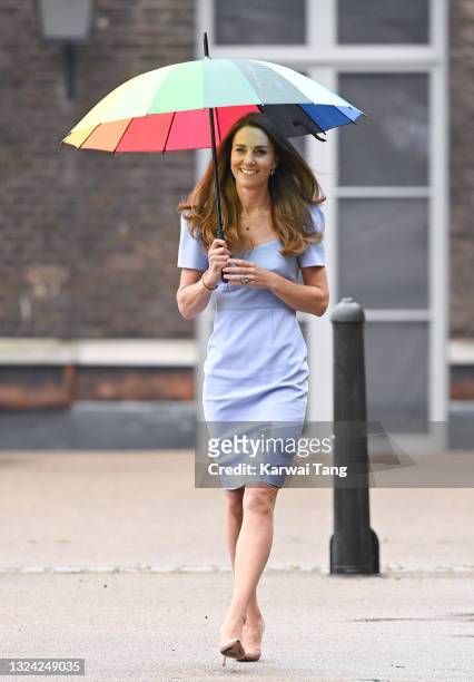 Catherine, Duchess of Cambridge attends the launch of the Royal Foundation Centre for Early Childhood at Kensington Palace on June 18, 2021 in...