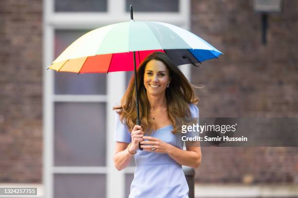 Catherine, Duchess of Cambridge attends the launch of the Royal Foundation Centre for Early Childhood at Kensington Palace on June 18, 2021 in...