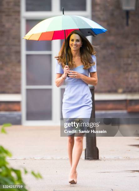 Catherine, Duchess of Cambridge attends the launch of the Royal Foundation Centre for Early Childhood at Kensington Palace on June 18, 2021 in...