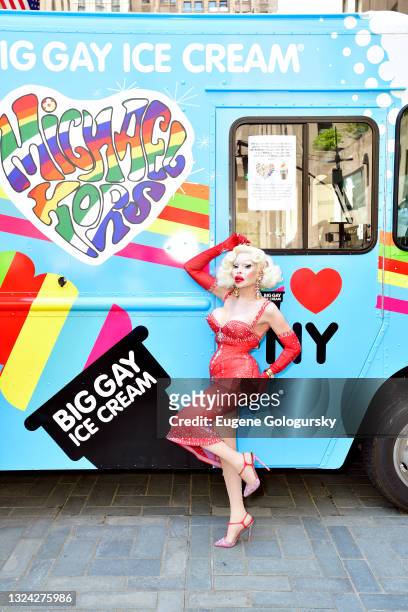 Amanda Lepore attends Michael Kors celebrates 2021 Pride with Big Gay Ice Cream at Rockefeller Center on June 18, 2021 in New York City.