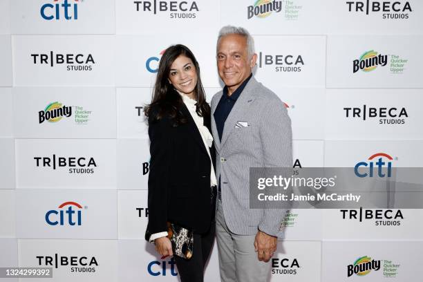 Margaret Anne Williams and Geoffrey Zakarian attend the "Turning The Tables" premiere during the 2021 Tribeca Festival at Brookfield Place on June...