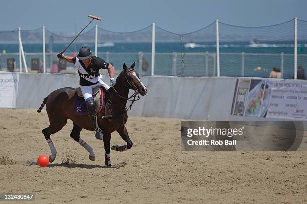 General views and polo players at the British Beach Polo Championships at Sandbanks Beach on July 9, 2011 in Poole, England.