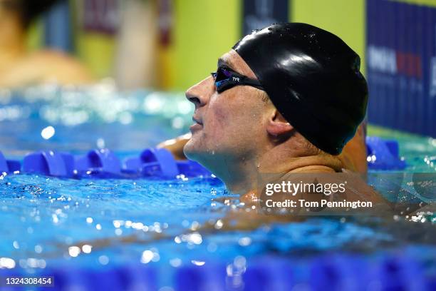 Ryan Lochte of the United States reacts after competing in the Men's 200m individual medley final during Day Six of the 2021 U.S. Olympic Team...