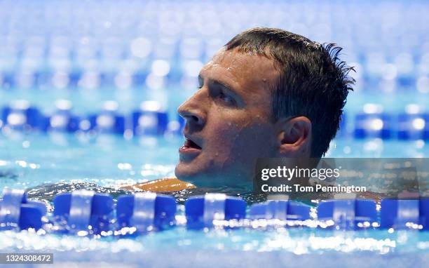 Ryan Lochte of the United States reacts after competing in the Men's 200m individual medley final during Day Six of the 2021 U.S. Olympic Team...