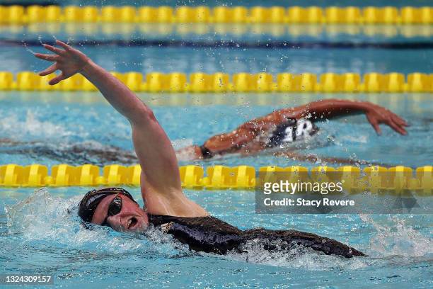McKenzie Coan of the United States competes in the women's 400m Freestyle finals during day 2 of the 2021 U.S. Paralympic Swimming Trials at the Jean...