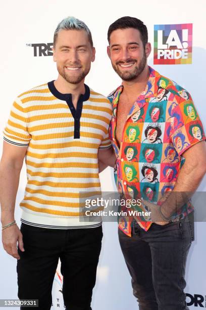 Lance Bass of NSYNC and Michael Turchin attend "Bingo Under The Stars" in celebration of Pride, hosted by members of NSYNC and Backstreet Boys at The...