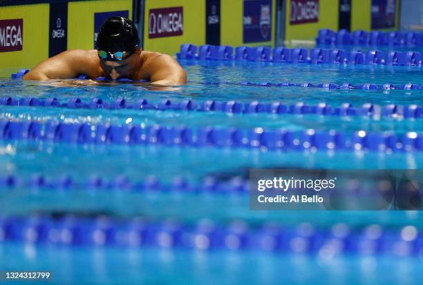 Ryan Lochte of the United States reacts after competing in the Men's 200m individual medley final during Day Six of the 2021 U.S. Olympic Team...