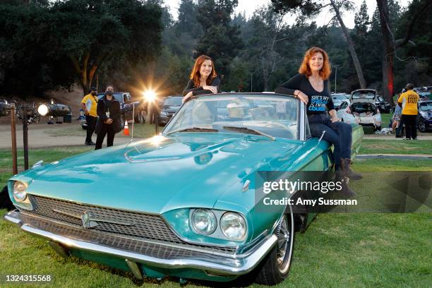 Geena Davis and Susan Sarandon attend "Thelma And Louise" 30th Anniversary drive-in charity screening experience hosted by MGM and Cinespia at The...