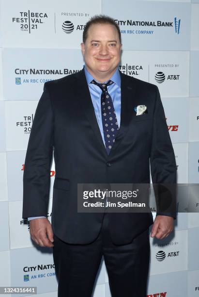 Actor Brendan Fraser attends the "No Sudden Move" premiere during the 2021 Tribeca Festival at The Battery on June 18, 2021 in New York City.