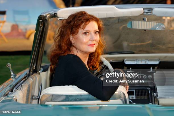 Susan Sarandon attends "Thelma And Louise" 30th Anniversary drive-in charity screening experience hosted by MGM and Cinespia at The Greek Theatre on...