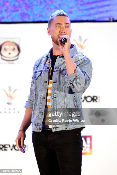 Lance Bass of NSYNC performs onstage at "Bingo Under The Stars" in celebration of Pride, hosted by members of NSYNC and Backstreet Boys at The Grove...