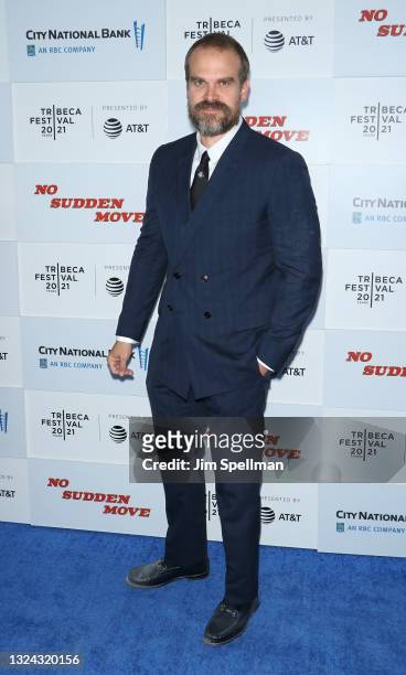Actor David Harbour attends the "No Sudden Move" premiere during the 2021 Tribeca Festival at The Battery on June 18, 2021 in New York City.