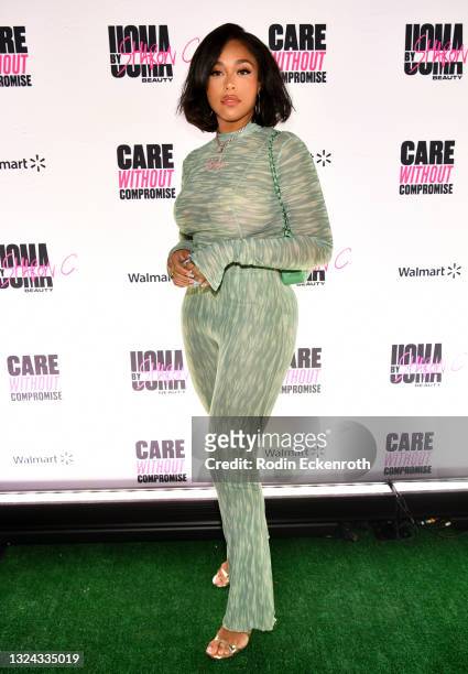 Jordyn Woods attends UOMA Pride Month and Juneteenth Celebration launch event at Hyde Sunset Kitchen + Cocktails on June 18, 2021 in West Hollywood,...
