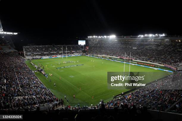 General view during the Super Rugby Trans-Tasman Final match between the Blues and the Highlanders at Eden Park on June 19, 2021 in Auckland, New...