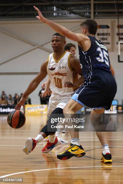 Scott Machado of the Magic drives to the basket during the NBL1 West match between Willetton Tigers and Mandurah Magic at Willetton Basketball...