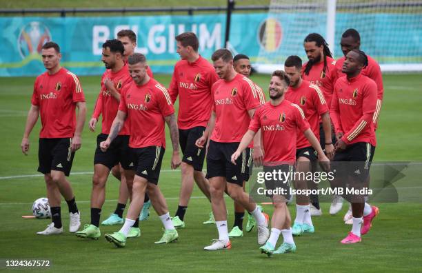 Belgian players during a training session of the Belgian national soccer team " The Red Devils " as part of preparations for the upcoming UEFA Euro...