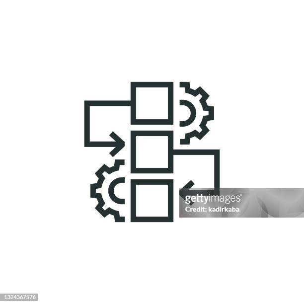 workflow process line icon - organisation stock illustrations