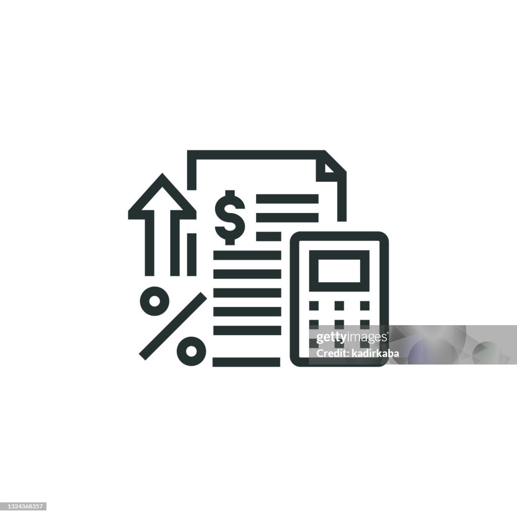 Interest Calculation Line Icon
