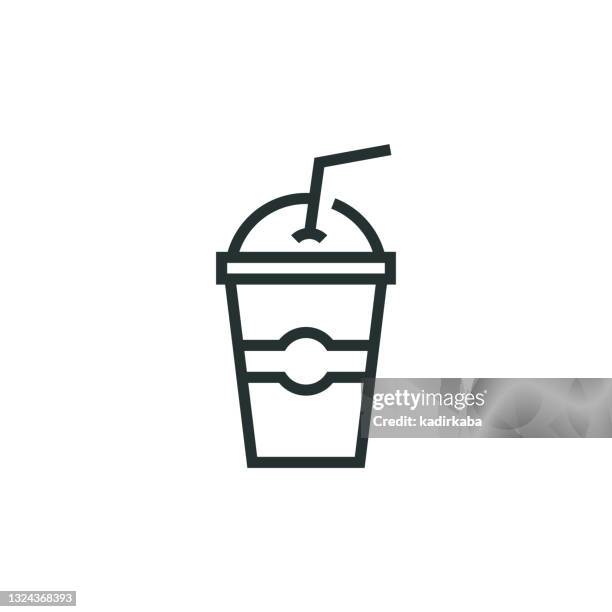 ilustraciones, imágenes clip art, dibujos animados e iconos de stock de icono de línea frappe congelada - café frappé