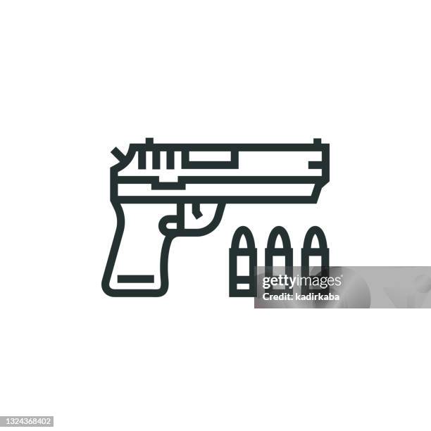 weapon and gun line icon - boat logo stock illustrations
