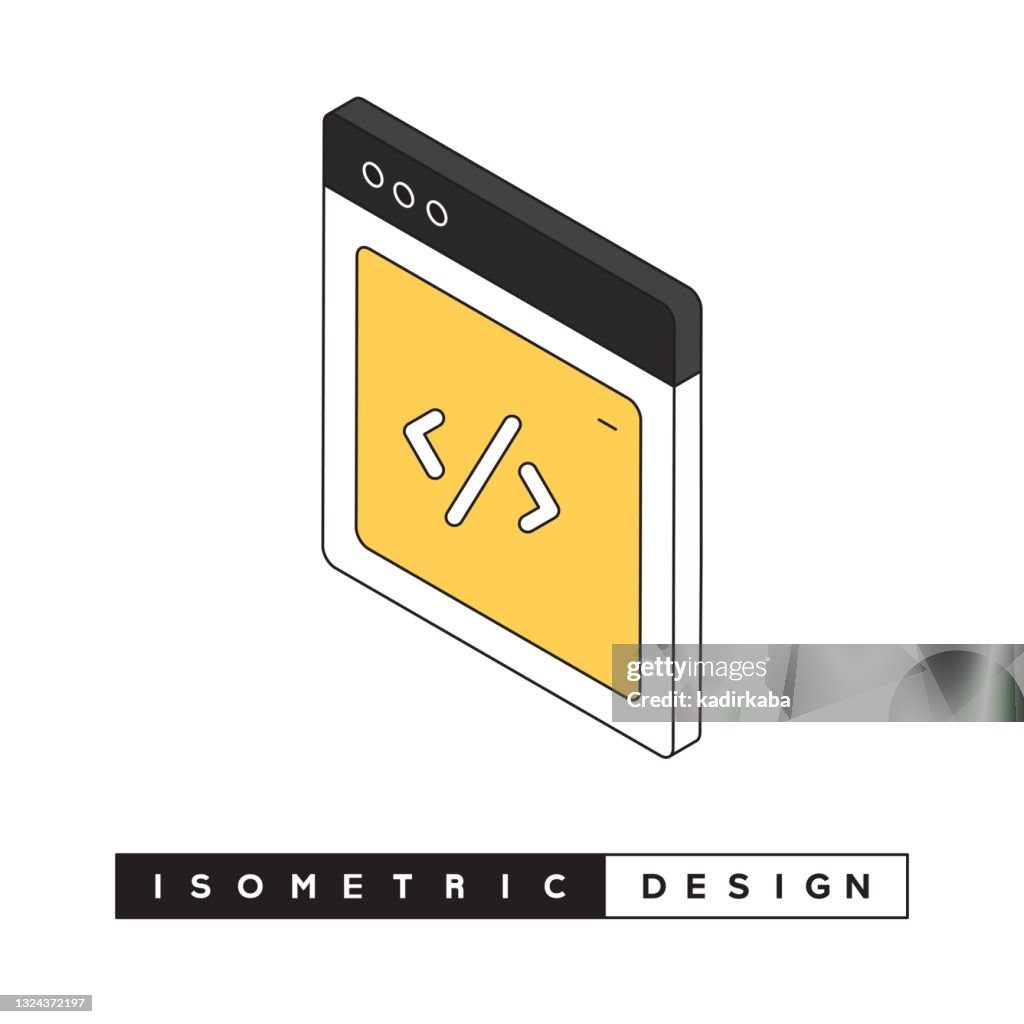 Coding Sign Isometric Web Banner Concept And Three Dimensional Design ...