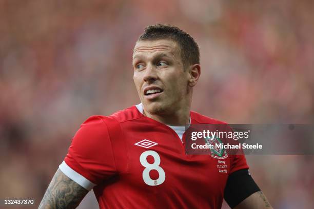 Craig Bellamy of Wales during the Wales v Norway International Friendly match at the Cardiff City Stadium on November 12, 2011 in Cardiff, Wales.