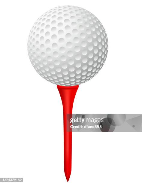 golf ball on a colorful tee - golf ball stock illustrations