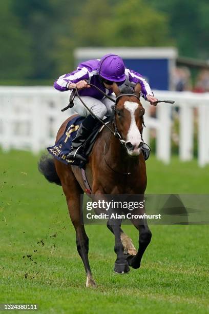 Ryan Moore riding Point Lonsdale win The Chesham Stakes on Day Five of the Royal Ascot Meeting at Ascot Racecourse on June 19, 2021 in Ascot,...