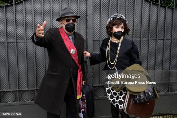 Isabel Risco as Carmen Polo and Fernando Moran as Francisco Franco, make a theatricalization, in a civic march in the vicinity of the Pazo de Meiras,...