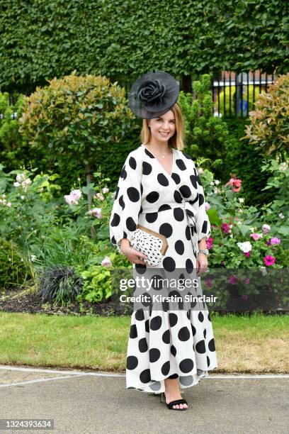 Racegoer poses during Royal Ascot 2021 at Ascot Racecourse on June 19, 2021 in Ascot, England.